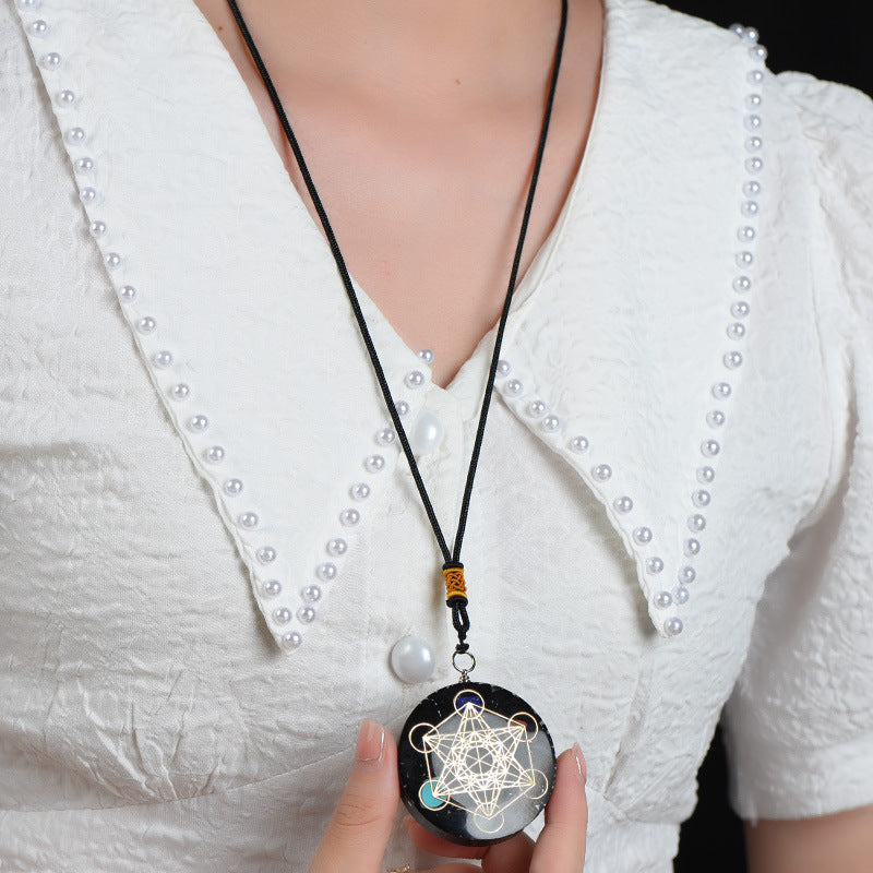 Black Tourmaline Metatron’s Cube Orgonite Protection Necklace