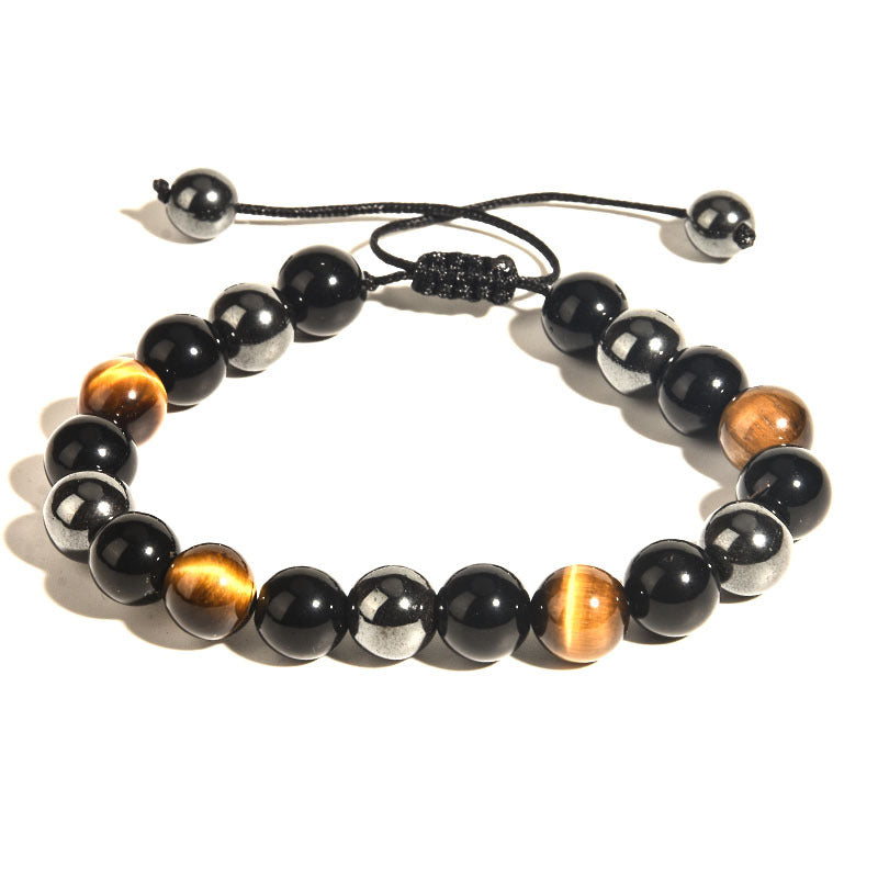 Belifi-Triple Protection Bracelet - Tiger’s Eye, Obsidian, Hematite