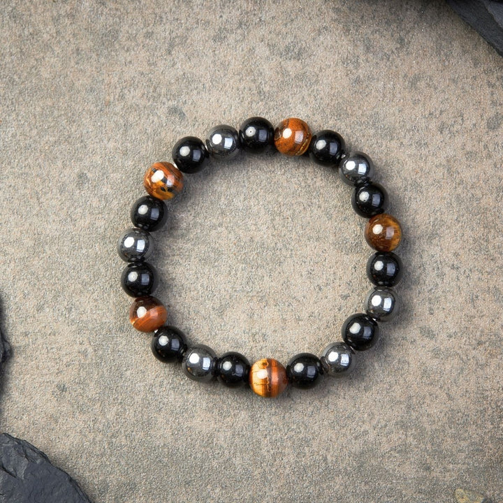 Belifi-Triple Protection Bracelet - Tiger’s Eye, Obsidian, Hematite