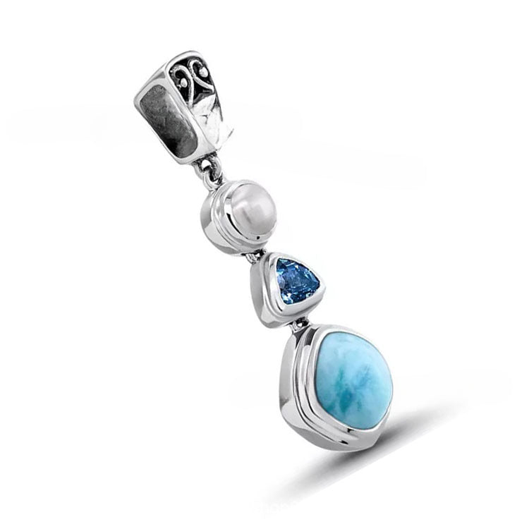 Belifi Silver Larimar Necklace