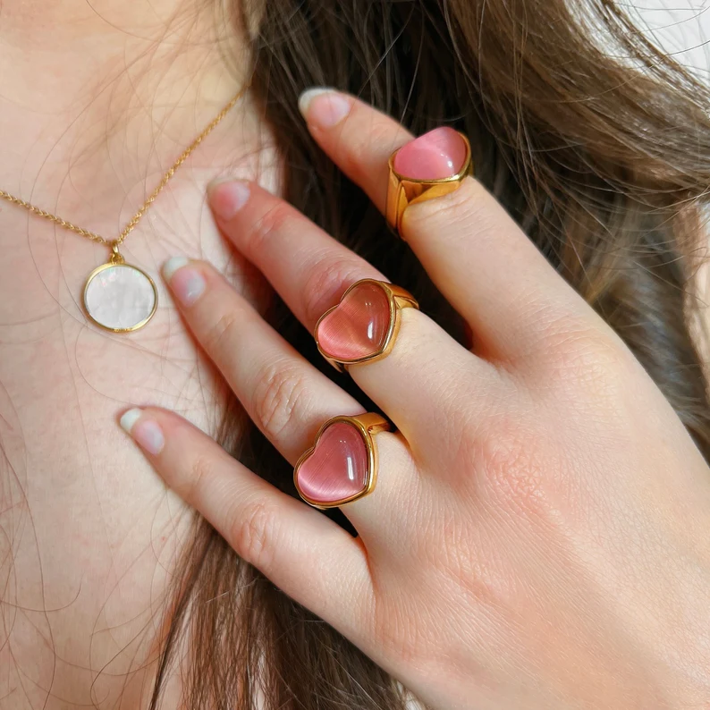 Lepidolite Heart Adjustable Ring