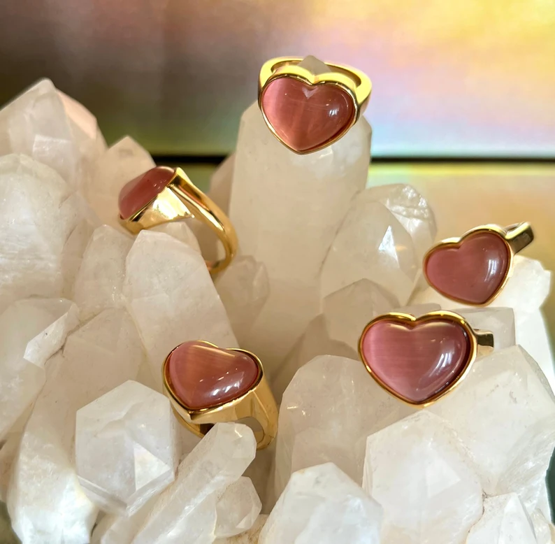 Lepidolite Heart Adjustable Ring