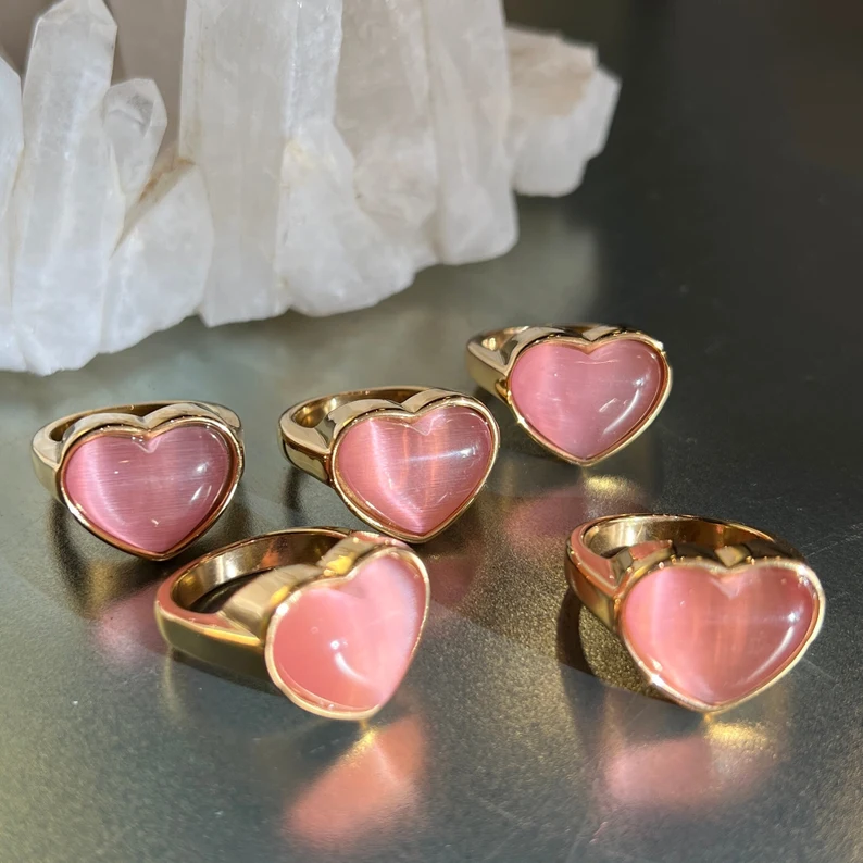 Lepidolite Heart Adjustable Ring