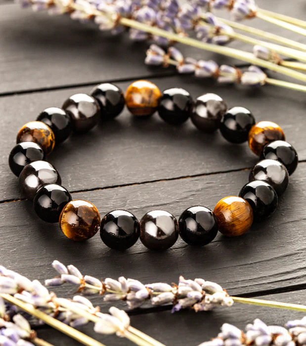 Belifi-Triple Protection Bracelet - Tiger’s Eye, Obsidian, Hematite