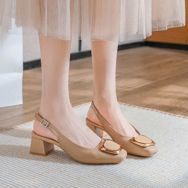 Belifi Gala Elegance: Square Buckle Leather Mules