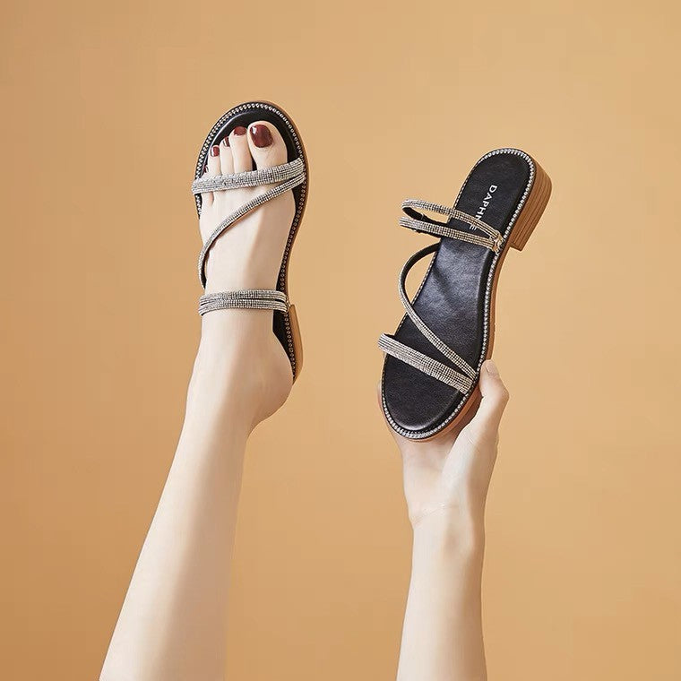 belifi Rhistones Flat Versatile Fashion Sandals– Belifi